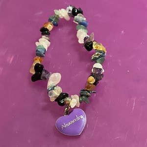 Multicolor Beaded Bracelet with “Alexandra” Charm